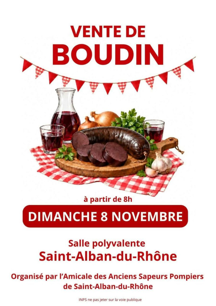 affiche Vente de boudin de l'Amicale des Anciens Sapeurs Pompiers de Saint-Alban-du-Rhône